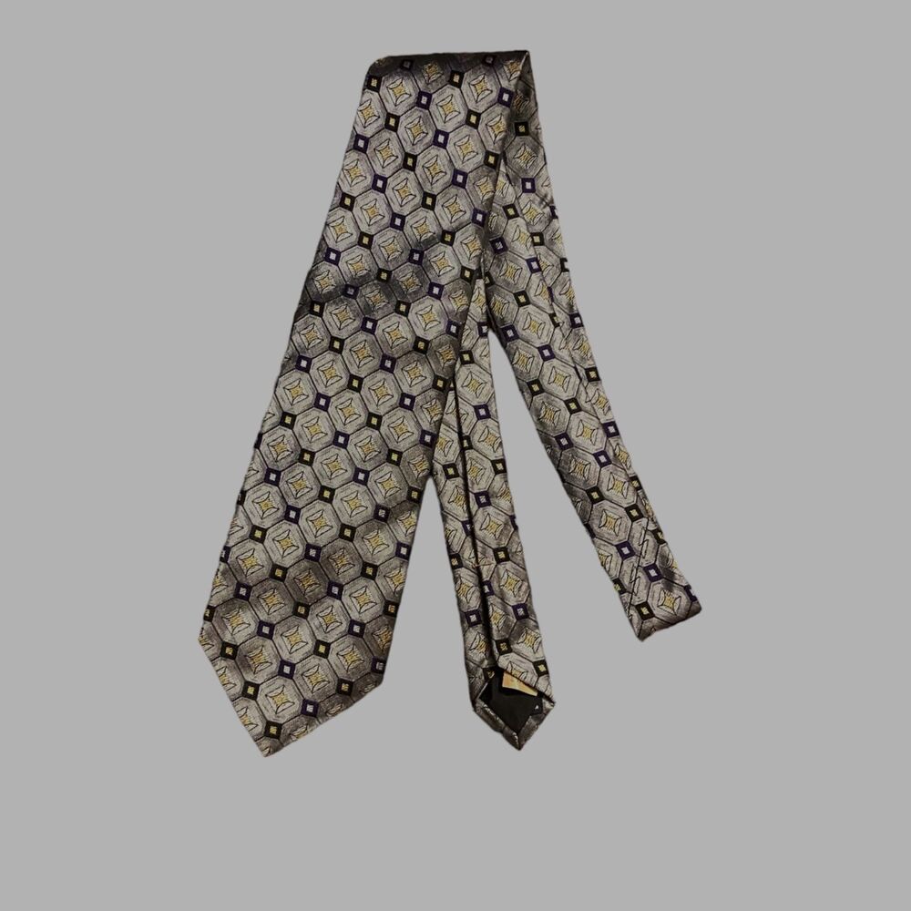 #7894 Ferrell Reed Silver Geometric Mens Necktie 56X3.5